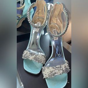 Badgley Mischka Blue Satin open toe heels